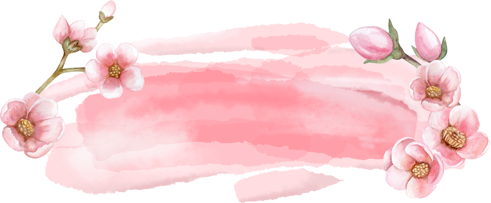 Watercolor Stain with Pink Flowers